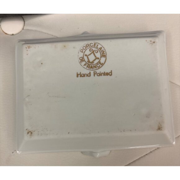 Vintage Porcelain Gold-Trim Ashtray Dish With Floral Design France Hand Painted - Picture 10 of 11